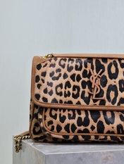 NIKI MEDIUM 28 IN LEOPARD PRINT CALFSKIN AND BROWN SUEDE TRIM