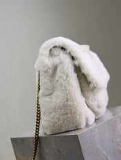 NIKI LARGE 32 IN WHITE RABBIT FUR GOLD HARDWARE