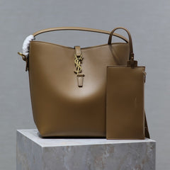 YSL 25S LE 5 À 7 BAG 26 IN BROWN CALFSKIN GOLD HARDWARE