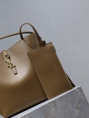 YSL 25S LE 5 À 7 BAG 26 IN BROWN CALFSKIN GOLD HARDWARE