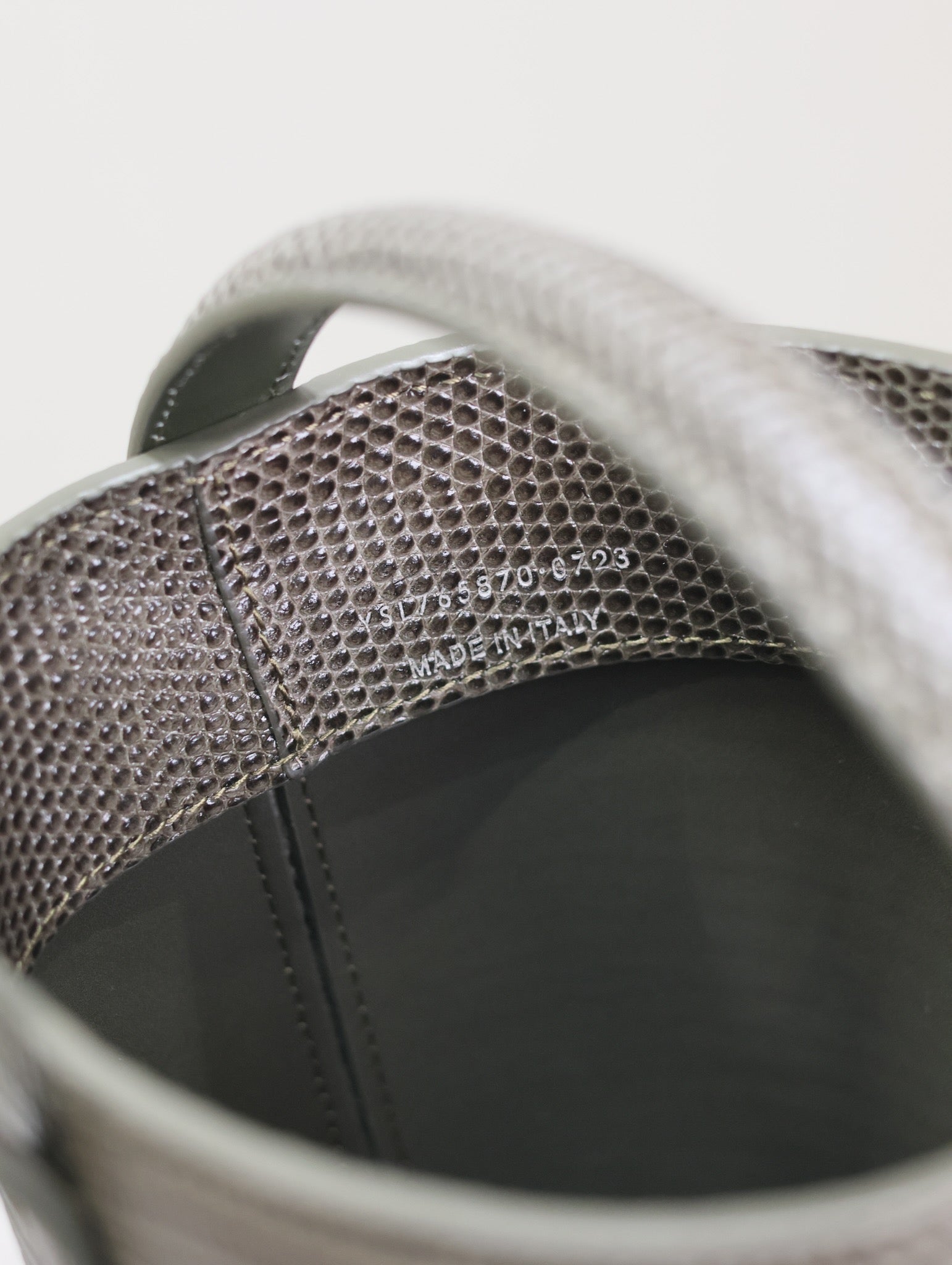 YSL 25S LE 37 MINI 15 IN BROWN LIZARD PATTERN CALFSKIN GOLD HARDWARE