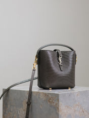 YSL 25S LE 37 MINI 15 IN BROWN LIZARD PATTERN CALFSKIN GOLD HARDWARE