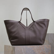 YSL 25S Y TOTE 50 IN PURPLE BROWN CALFSKIN GOLD HARDWRE