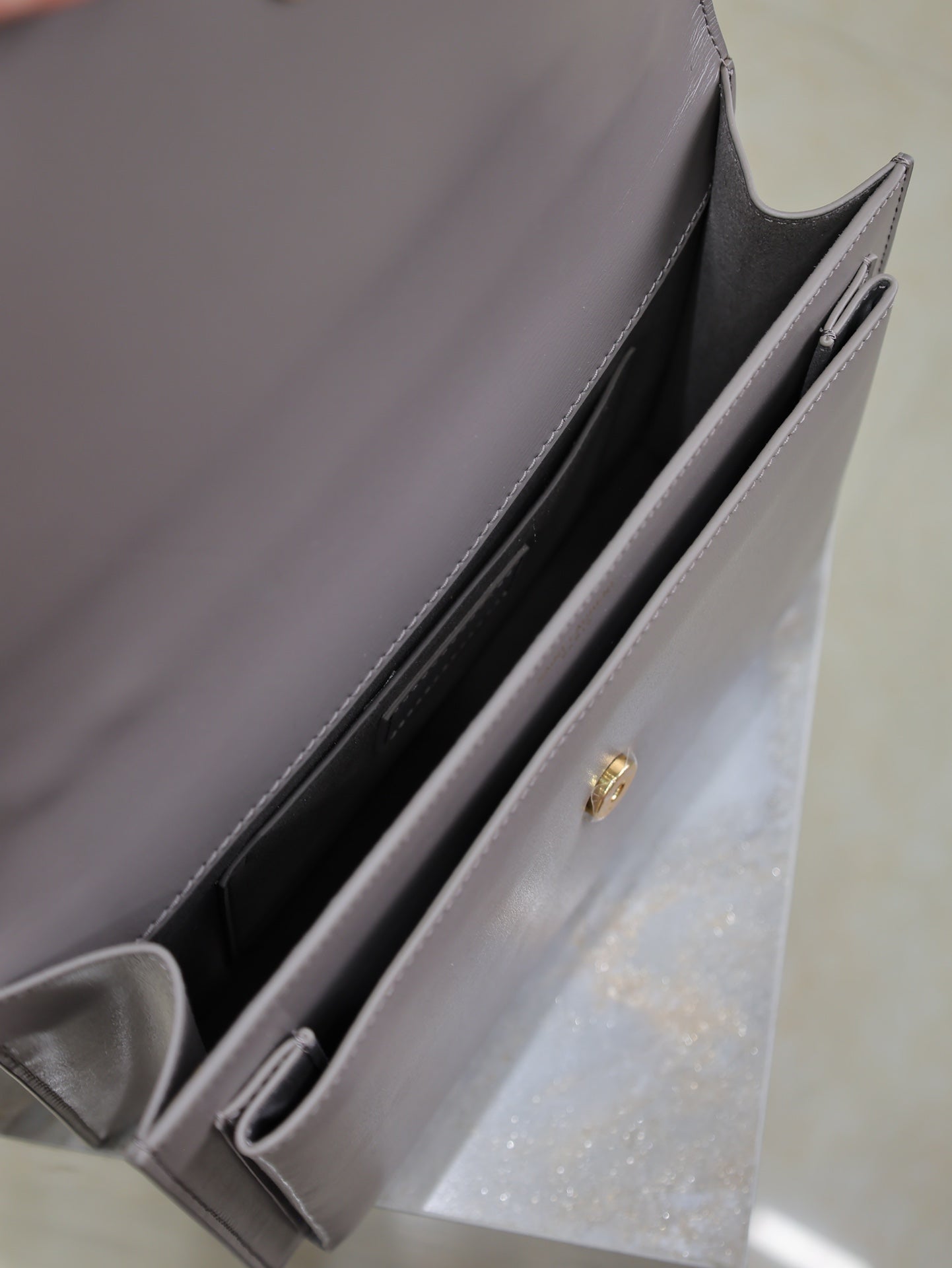 YSL 25S SUNSET MM 25 IN GRAYISH PURPLE CALFSKIN GOLD HARDWARE