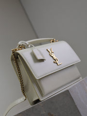 YSL 25S SUNSET MM 25 IN IVORY CALFSKIN GOLD HARDWRE