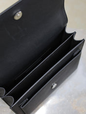 YSL 25S SUNSET MEDIUM 22 IN BLACK GRAINED CALFSKIN SILVER HARDWARE