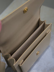 YSL 25S SUNSET BAG 22 IN NUDE CALFSKIN GOLD HARDWARE