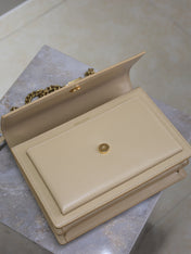 YSL 25S SUNSET BAG 22 IN NUDE CALFSKIN GOLD HARDWARE