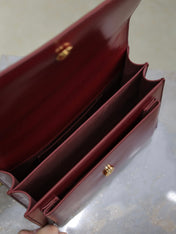 YSL 25S SUNSET BAG 22 IN CRIMSON RED CALFSKIN GOLD HARDWARE