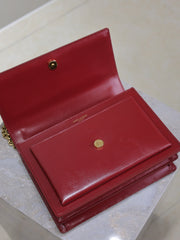 YSL 25S SUNSET BAG 22 IN CRIMSON RED CALFSKIN GOLD HARDWRE