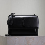 YSL 25S SUNSET BAG 22 IN BLACK CALFSKIN BLACK HARDWARE