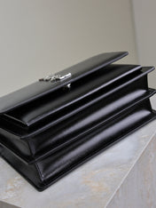 YSL 25S SUNSET BAG 22 IN BLACK CALFSKIN SILVER HARDWARE