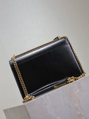 YSL 25S SUNSET BAG 22 IN BLACK CALFSKIN GOLD HARDWRE