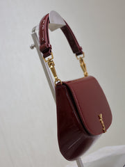 VOLTAIRE SADDLE BAG 21 IN BORDEAUX RED PATENT CALFSKIN