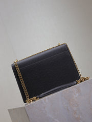 YSL 25S SUNSET MEDIUM 22 IN BLACK GRAINED CALFSKIN GOLD HARDWRE