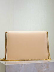 CASSANDRA CHAIN BAG 22 IN APRICOT CAVIAR PATTERN CALFSKIN GOLD HARDWARE