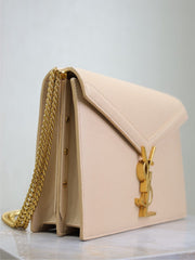 CASSANDRA CHAIN BAG 22 IN APRICOT CAVIAR PATTERN CALFSKIN GOLD HARDWARE