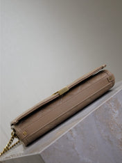 BECKY 22 IN MEDIUM BROWN QUILTED LAMBSKIN GOLD HARDWARE