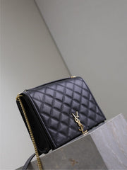 BECKY 26 IN BLACK QUILTED LAMBSKIN GOLD HARDWARE