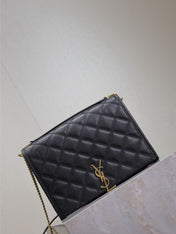 BECKY 26 IN BLACK QUILTED LAMBSKIN GOLD HARDWARE