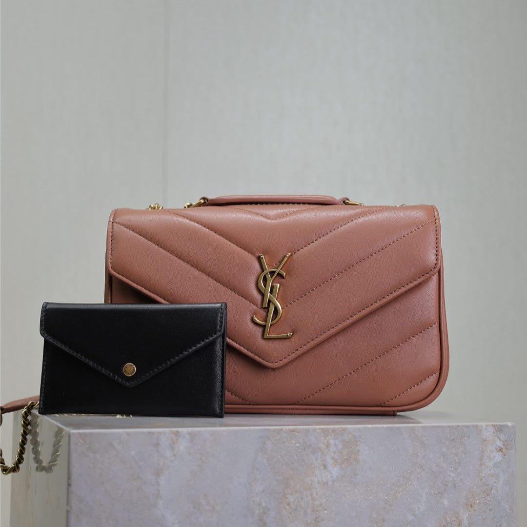 LOULOU SMALL 24 IN SALMON PINK SHEEPSKIN GOLD HARDWARE