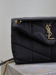 YSL 25S LOULOU PUFFER MEDIUM 29 IN BLACK NYLON