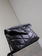 YSL 25S LOULOU PUFFER GM 35 IN BLACK CALFSKIN BLACK HARDWRE