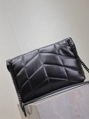 YSL 25S LOULOU PUFFER GM 35 IN BLACK CALFSKIN BLACK HARDWARE