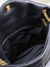 YSL 25S LOULOU PUFFER GM 35 IN BLACK CALFSKIN GOLD HARDWRE