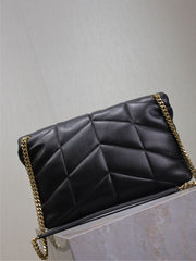 YSL 25S LOULOU PUFFER GM 35 IN BLACK CALFSKIN GOLD HARDWARE