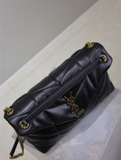 YSL 25S LOULOU PUFFER GM 35 IN BLACK CALFSKIN GOLD HARDWRE