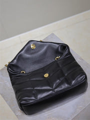 YSL 25S LOULOU PUFFER MINI 23 IN BLACK CALFSKIN GOLD HARDWRE