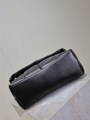 YSL 25S LOULOU PUFFER GM 35 IN BLACK CALFSKIN SILVER HARDWRE