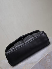 YSL 25S LOULOU PUFFER MINI 23 IN BLACK CALFSKIN SILVER HARDWRE