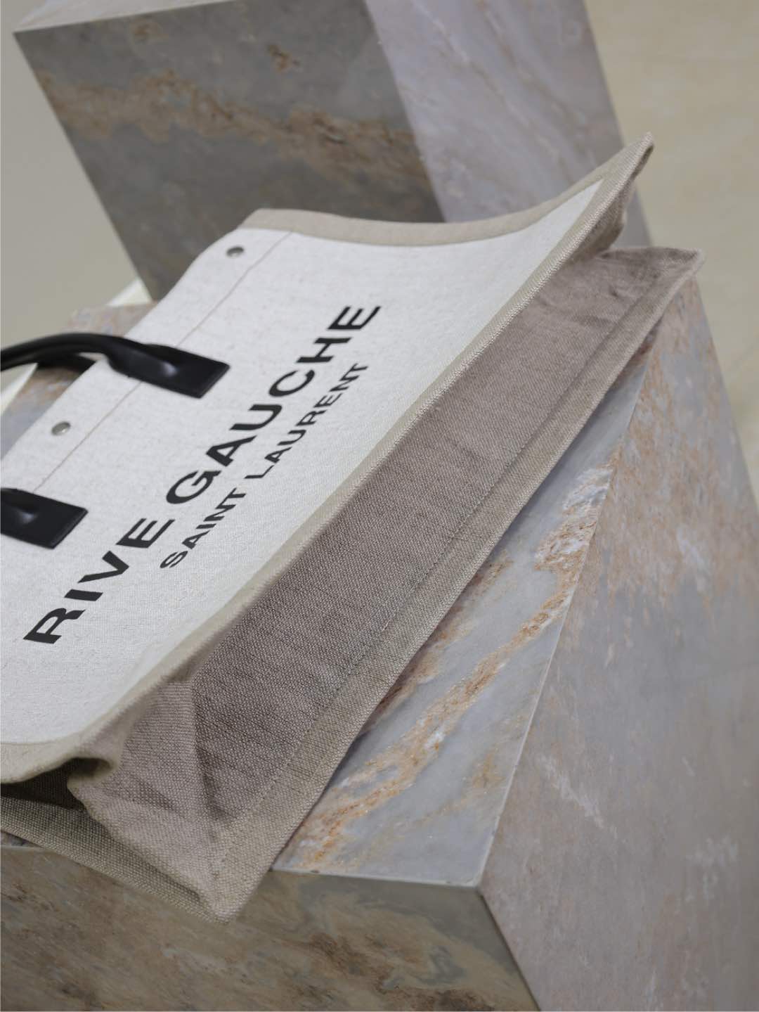 YSL 25S RIVE GAUCHE TOTE BAG 48 IN DUSTY GRAY CANVAS