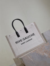 YSL 25S RIVE GAUCHE TOTE BAG 48 IN DUSTY GRAY CANVAS