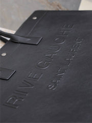 YSL 25S RIVE GAUCHE LARGE TOTE BAG 48 IN BLACK CALFSKIN