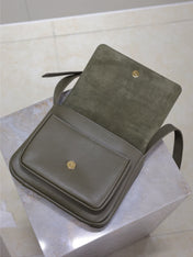 YSL 25S NIKI BABY 22 IN DARK OLIVE BROWN CALFSKIN GOLD HARDWRE