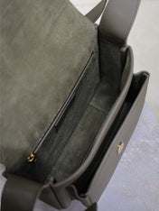 YSL 25S NIKI BABY 22 IN DARK OLIVE BROWN CALFSKIN GOLD HARDWRE
