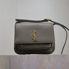 YSL 25S NIKI BABY 22 IN DARK OLIVE BROWN CALFSKIN GOLD HARDWARE