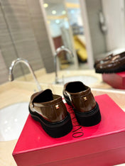 Rockstud Brown Calfskin Loafer