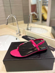 SL CASSANDRA SANDALS DEEP PINK POLISHED CALFSKIN