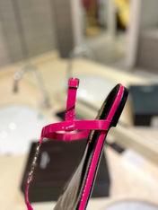 SL CASSANDRA SANDALS DEEP PINK POLISHED CALFSKIN