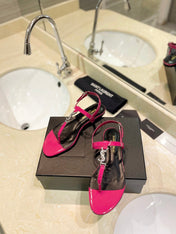 SL CASSANDRA SANDALS DEEP PINK POLISHED CALFSKIN