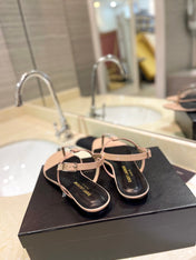 SL CASSANDRA SANDALS TAN POLISHED CALFSKIN