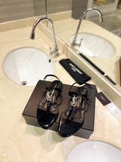 SL CASSANDRA SANDALS BLACK POLISHED CALFSKIN