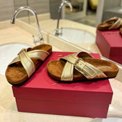 CROSSOVER - STRAP GOLD CALFSKIN SLIDE