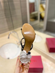 HIGH HEEL SANDAL 10 CM IN BLACK CALFSKIN