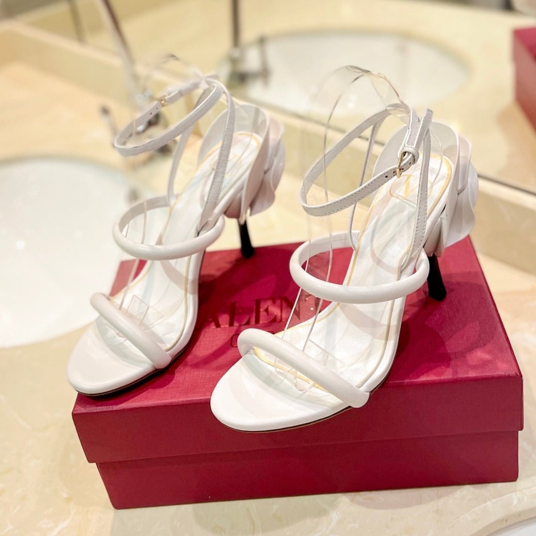 HIGH HEEL SANDAL 10 CM IN WHITE CALFSKIN