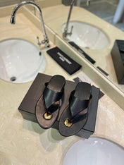 SL KOUROS THONG SANDALS BLACK CALFSKIN